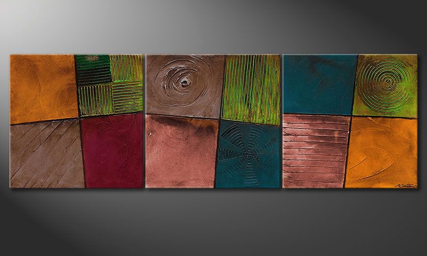 Canvas painting Facets of Life 210x70x2cm