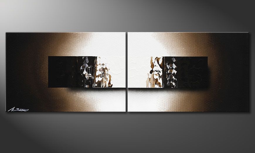 Framed painting Light Rain 120x40x2cm