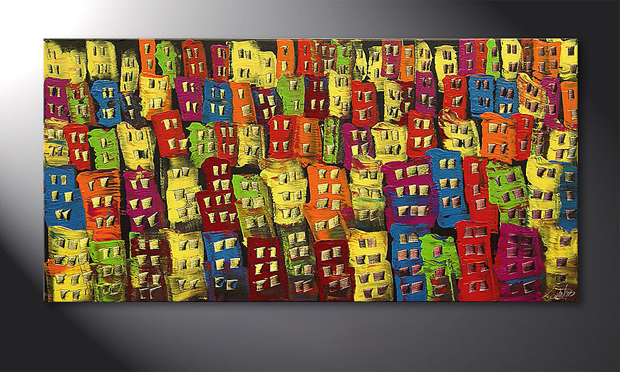 Hand-painted painting Beauty of a City in 120x60x2cm