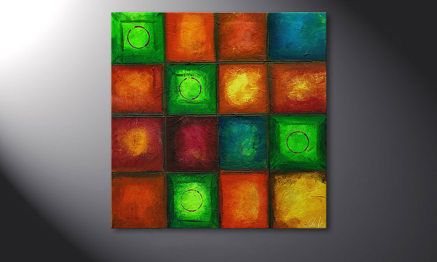 Hand-painted painting Colorful Cubes 80x80x2cm