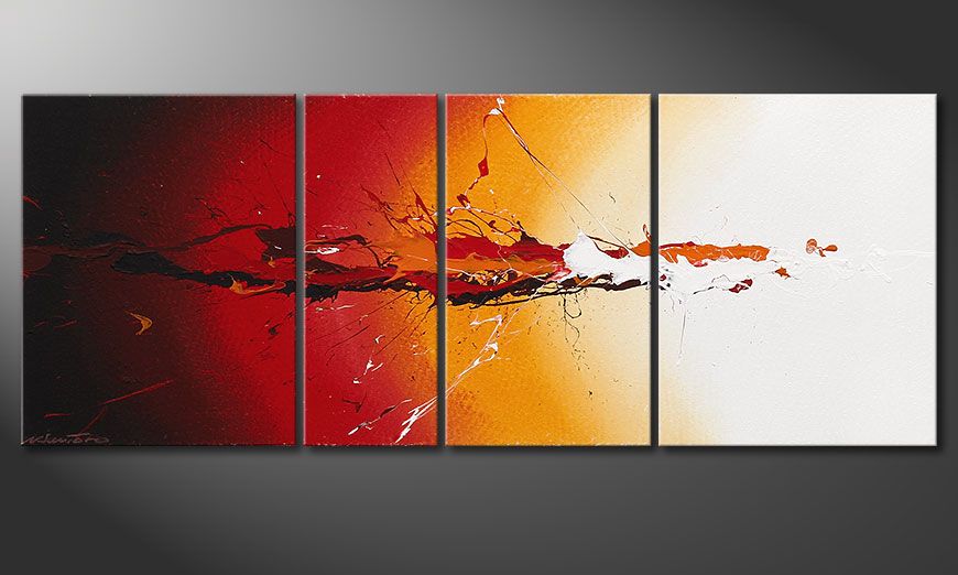 Hand painted picture Fiery Splash 130x50x2cm