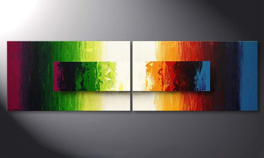 Modern Painting Battle of Colours 200x60x2cm