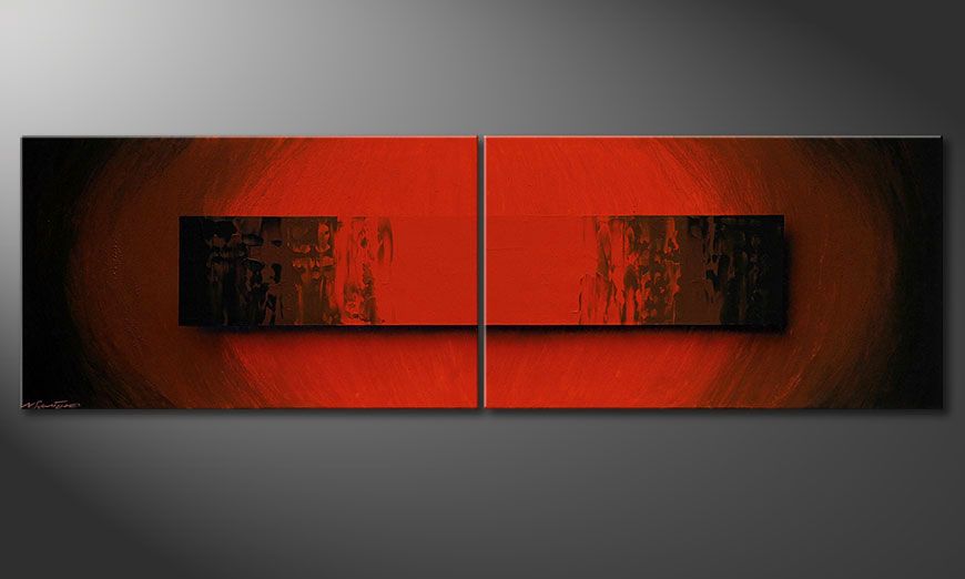 Painting Glowing Red 200x60x2cm