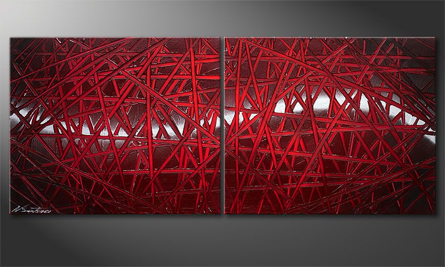 Painting modern Red Push 120x50x2cm