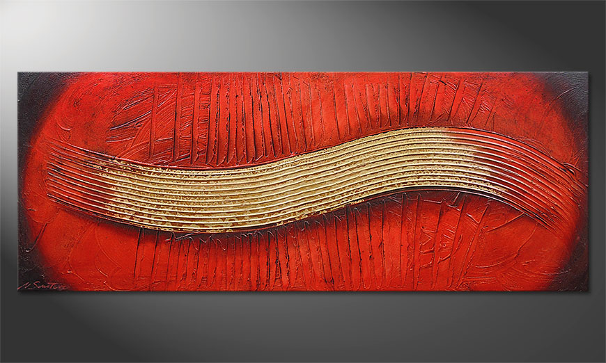 Hand-painted painting Golden Wing 150x60