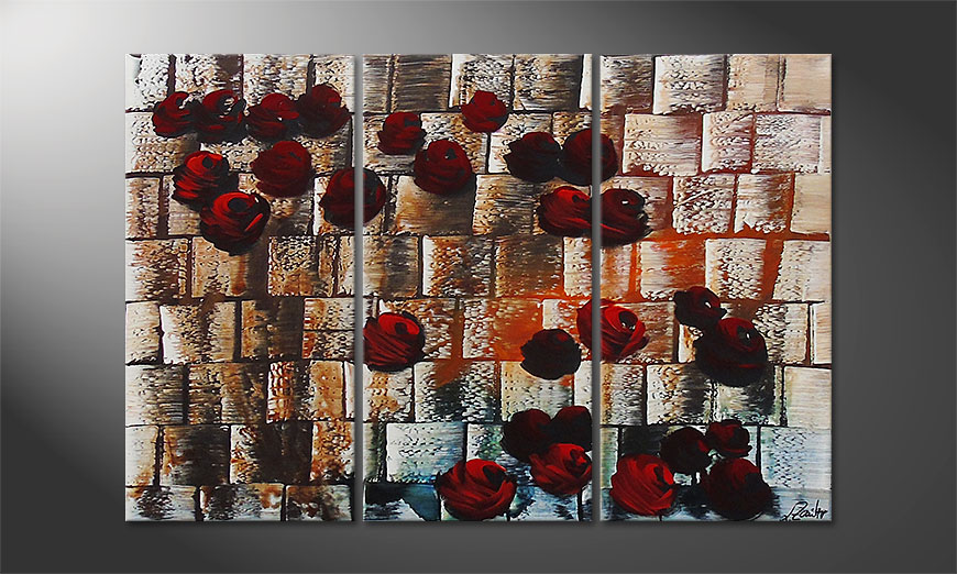 Hand-painted painting Storm of Roses 120x80x2cm