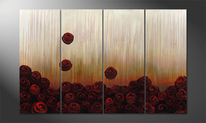 Hand-painted paintingBed of Roses 160x100x2cm