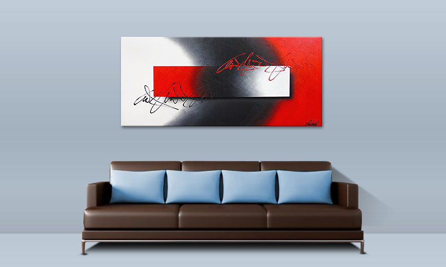 Hand made acrylic painting Battle of Contrast 150x70cm