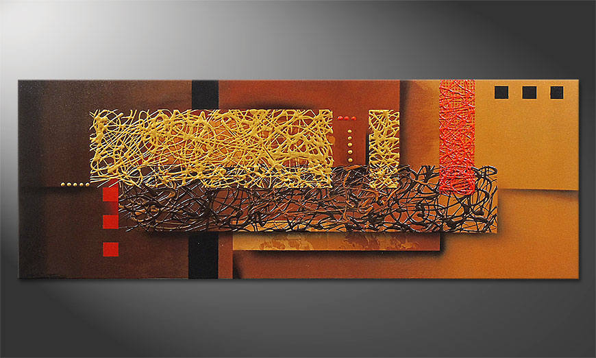 Hand painted painting Liquid Gold in 150x55cm