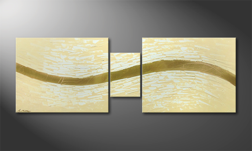 Modern Painting Golden Stream 140x50cm