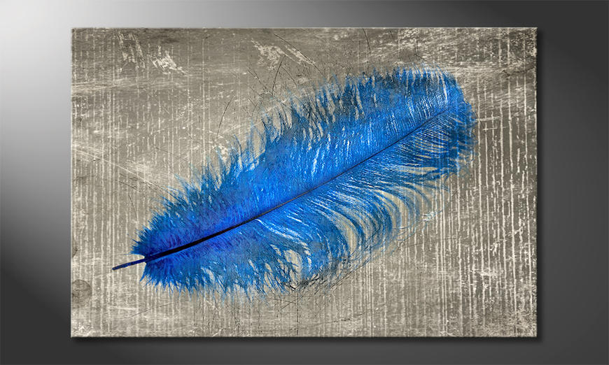 Canvas-art-print-Feather-In-Blue