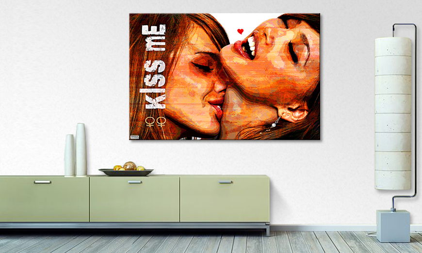 Modern art print Kiss Me