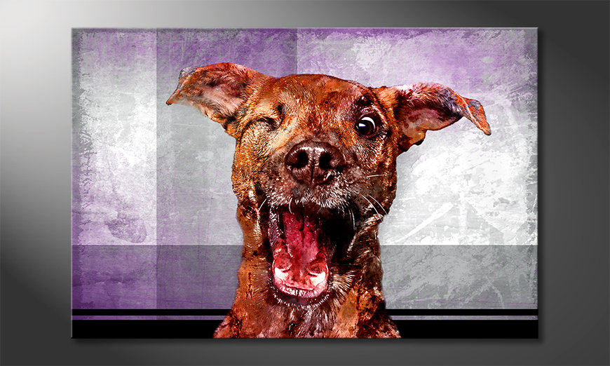 Modern-canvas-print-Happy-Dog-120x80-cm