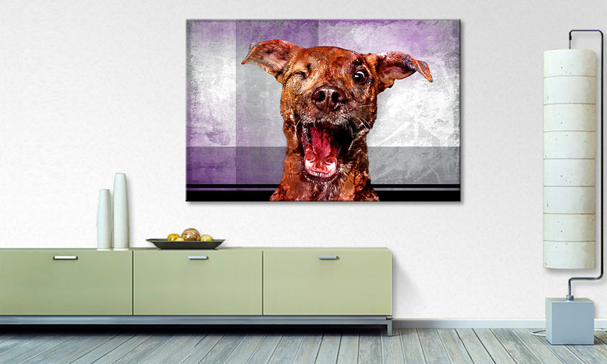 Modern canvas print Happy Dog 120x80 cm