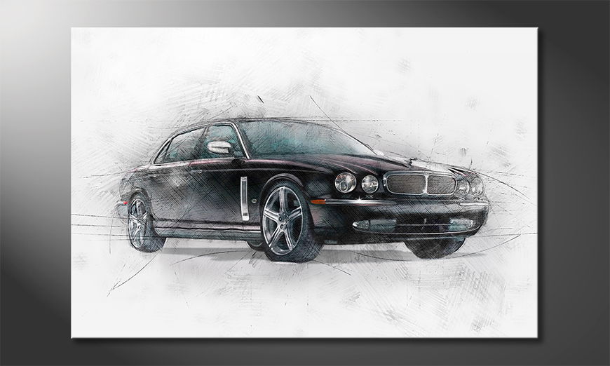 Modern-car-on-canvas-Black-Jag