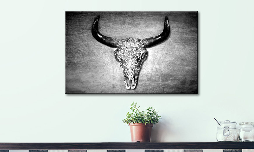 Modern wall decor Black White Head 80x50 cm