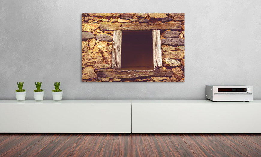 Modern wall decor Window with old Wooden 90x60 cm