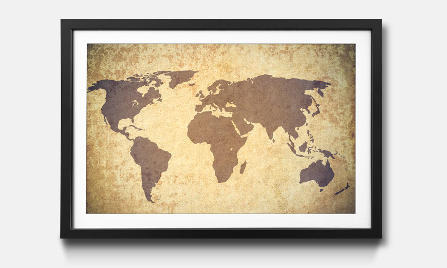 Framed art print Worldmap Grunge