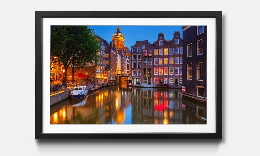 The framed art print Canal in Amsterdam