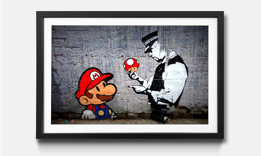 The framed art print Caught Mario