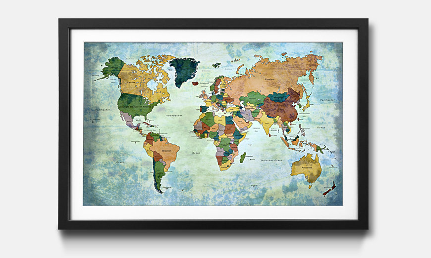 The framed art print Old Worldmap 1
