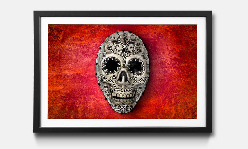 The framed art print Skull On Red