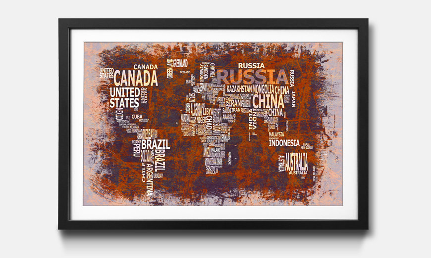 The framed picture Worldmap No 19