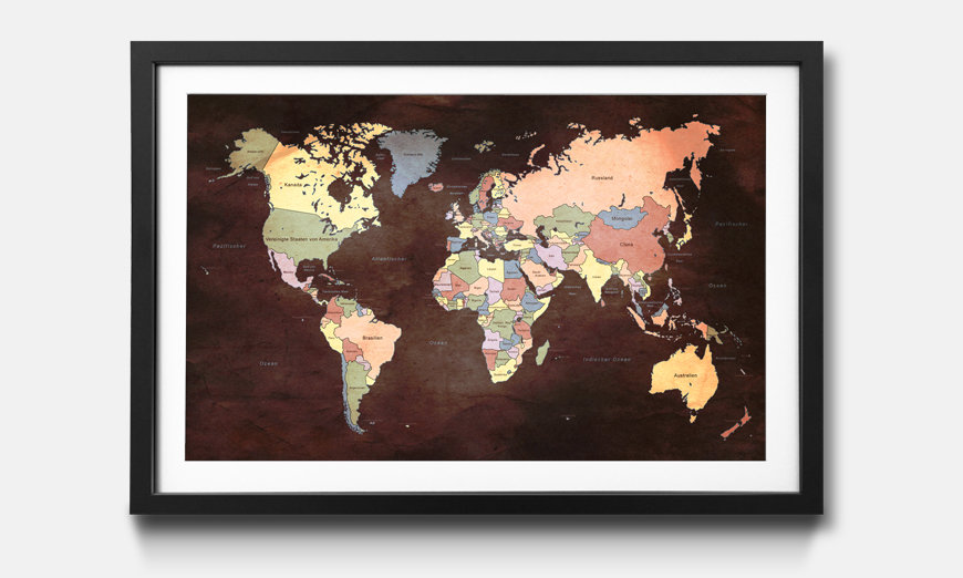 The framed print Old Worldmap 2