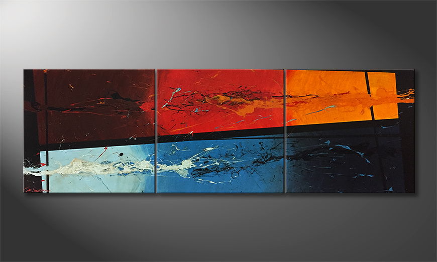 Canvas painting Cold Fire 210x70cm