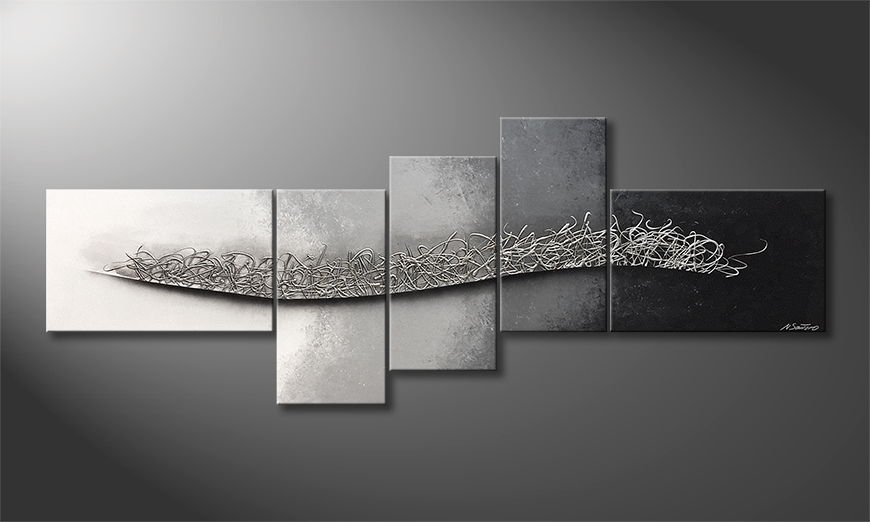 Canvas painting Flowing Silver 210x80cm