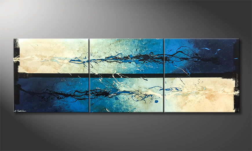 Canvas painting Frozen Water 210x70cm