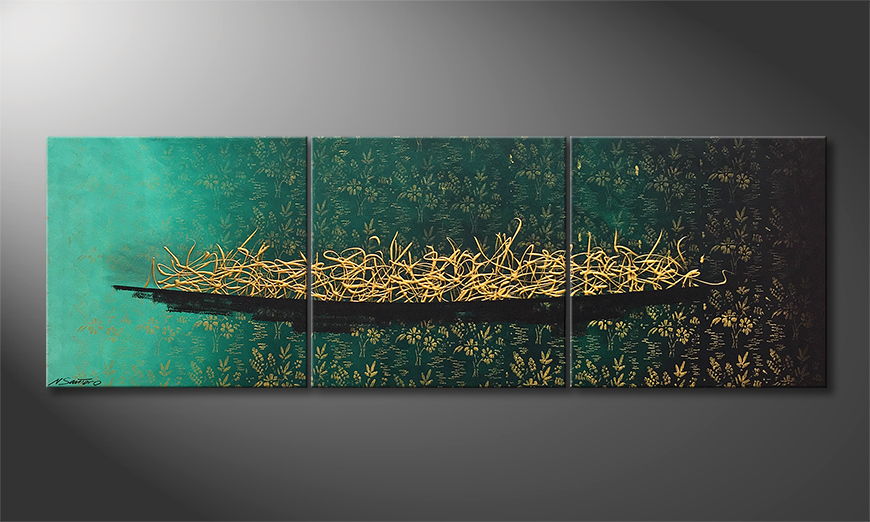 Canvas painting Golden Secret 180x60cm