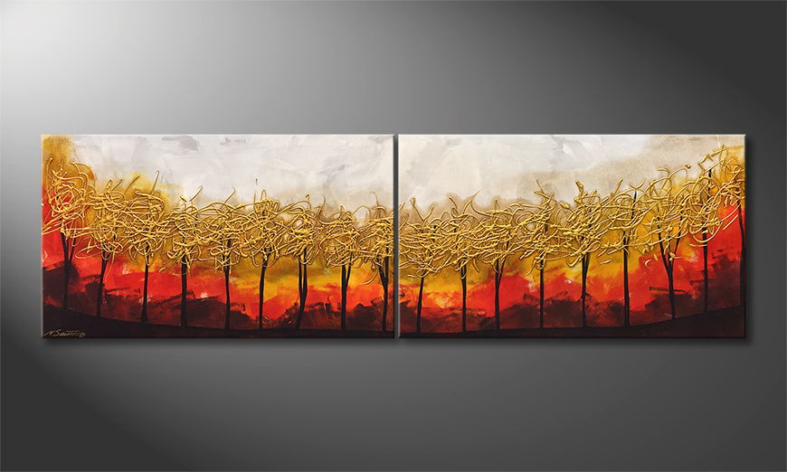 Canvas painting Golden Trees 200x60cm