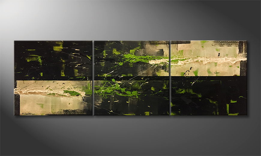 Canvas painting Green Hope 210x70cm