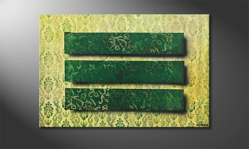 Canvas painting Green Mirrors 120x80cm