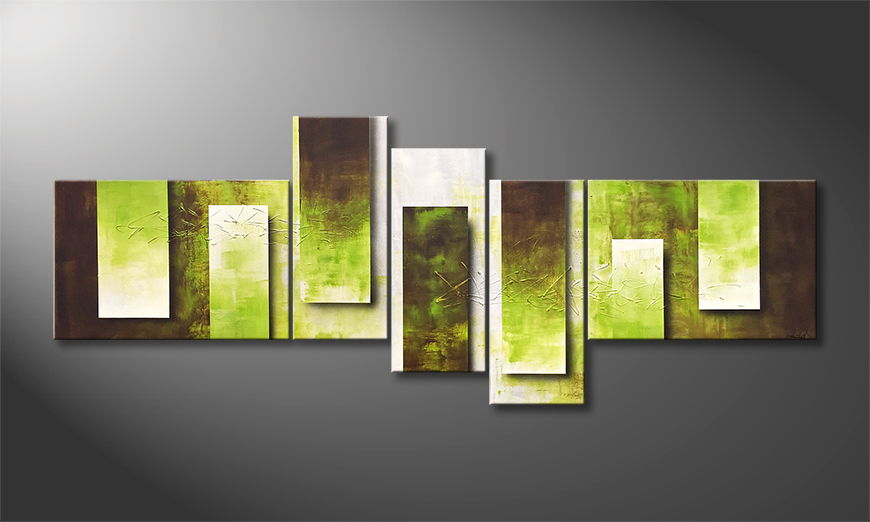 Canvas painting Green Tide 230x90cm