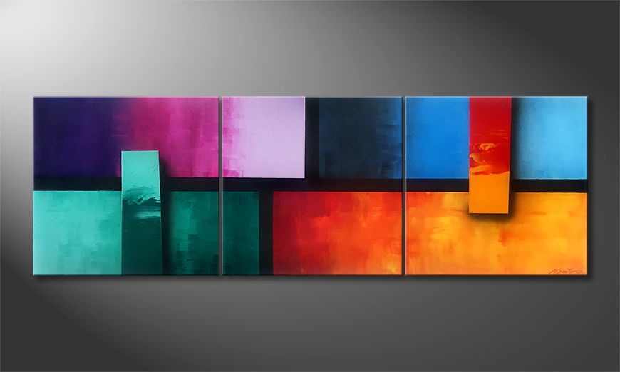 Canvas painting Linked 210x70cm