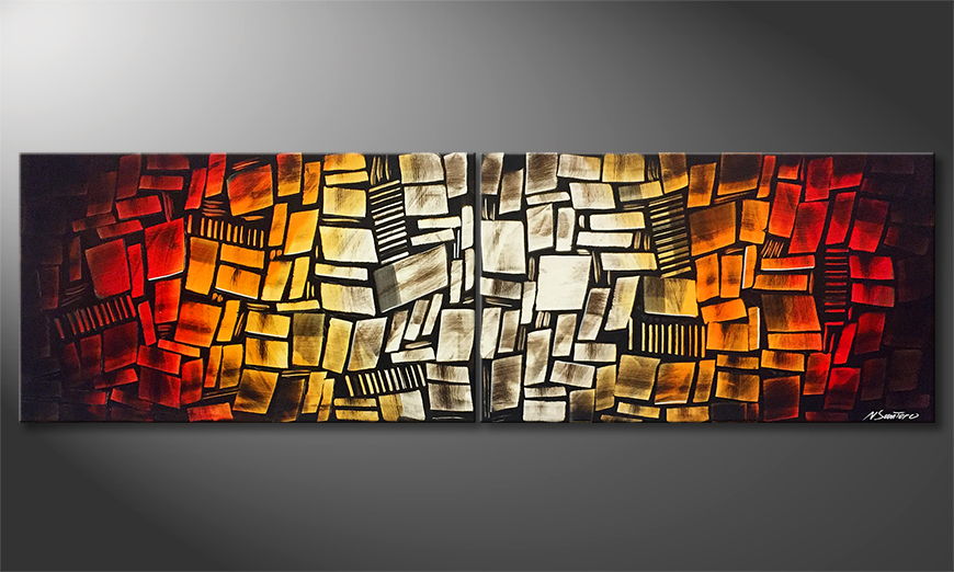 Canvas painting Melting Steel 200x60cm
