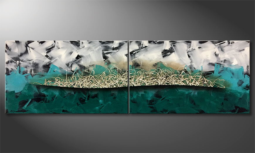 Canvas painting Pacific Wave 200x60cm
