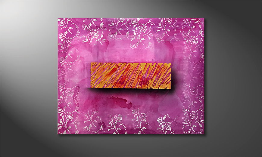 Canvas painting Pink Flowers 100x80cm