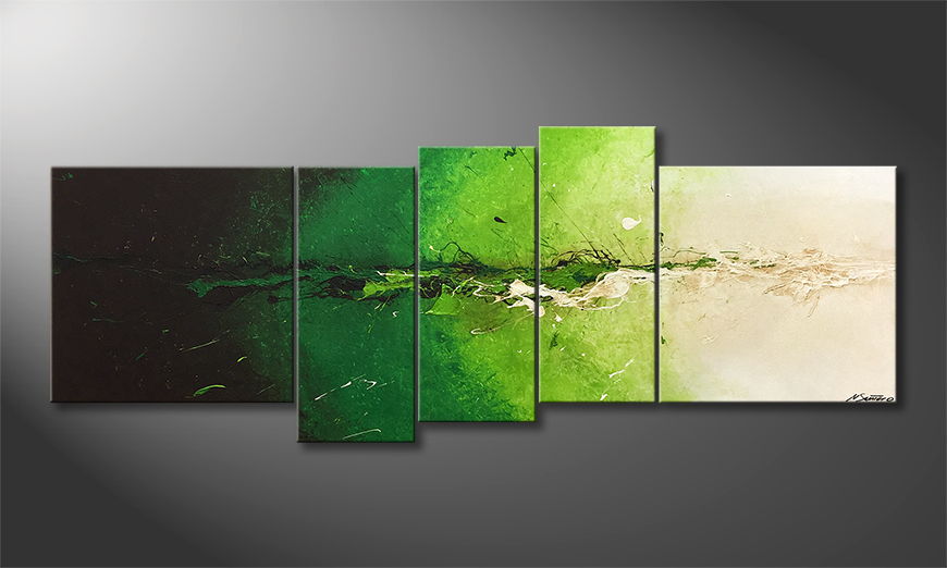 Canvas painting Powerful Green 210x80cm