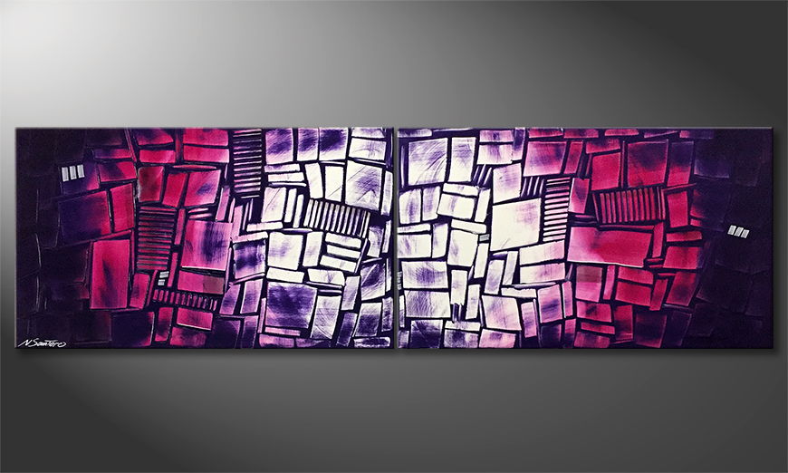 Canvas painting Purple Window 200x60cm