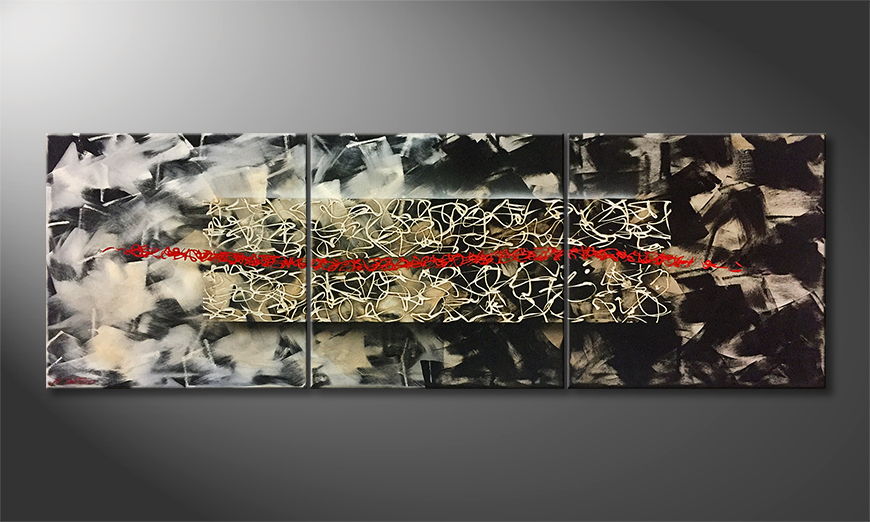 Canvas painting Red Trail 210x70cm