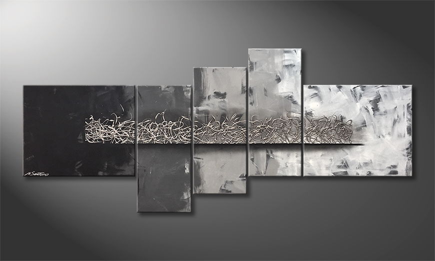 Canvas painting Silver Grey 210x90cm
