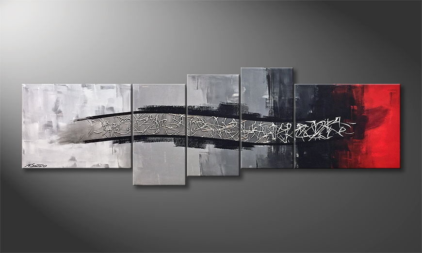 Canvas painting Silver Melody 210x70cm