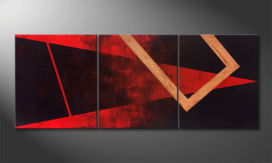 Hand painted painting Abstract Heat 150x60x4cm