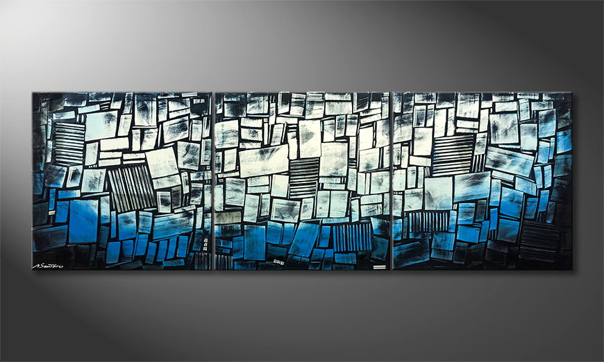 Hand painted painting Abstract Ice 240x80cm