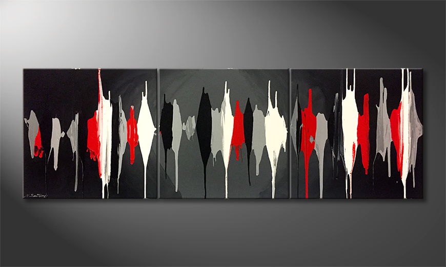 Hand painted painting Abstract Rain 210x70cm
