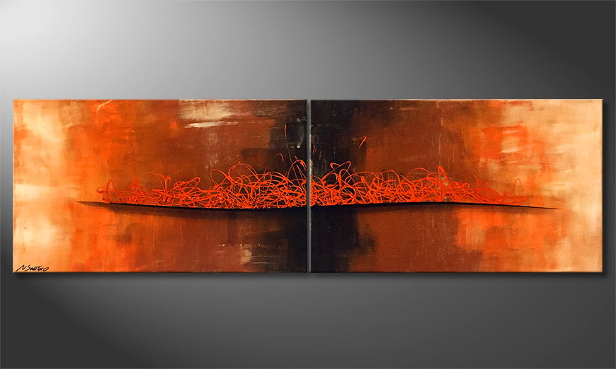 Hand painted painting Apocalyptic 200x60cm
