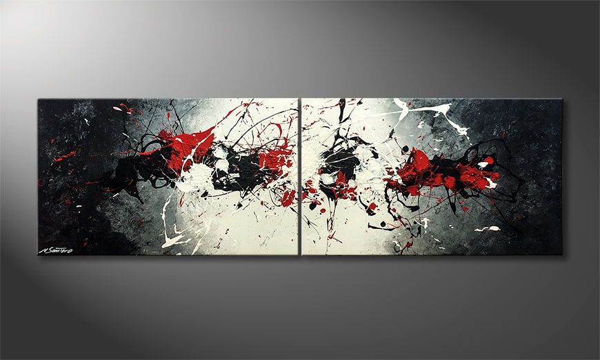 Hand painted painting Blowing Contrast 200x60cm